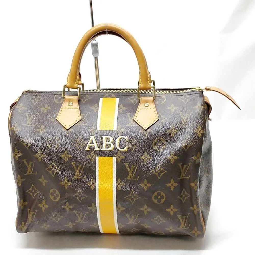 Authentic Louis Vuitton Speedy 30 Monogram Custom Stripe/Luxury Designer Handbag - Picture 2 of 16